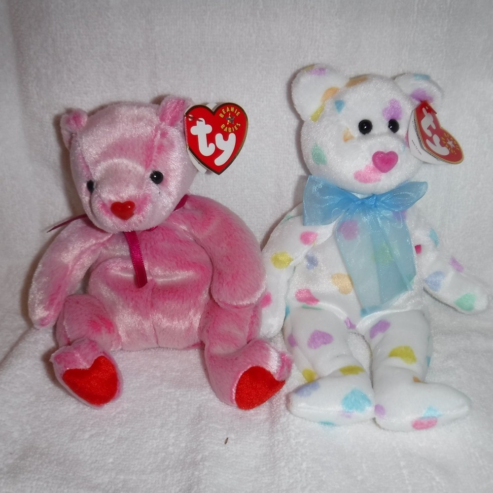 Ty Beanie Babies Romance Kissme Valentine's Day Plush Bears‎ Set Collectible